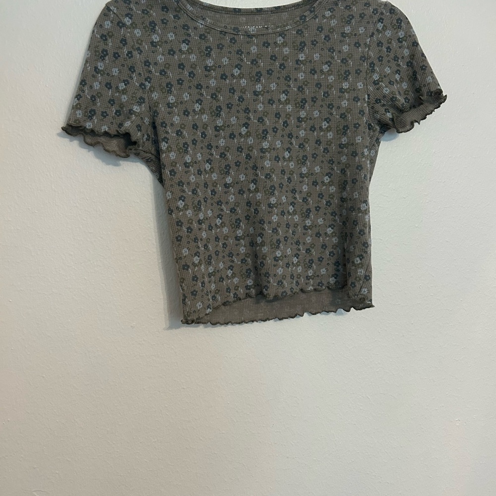 Floral Patterned Green Women's Top